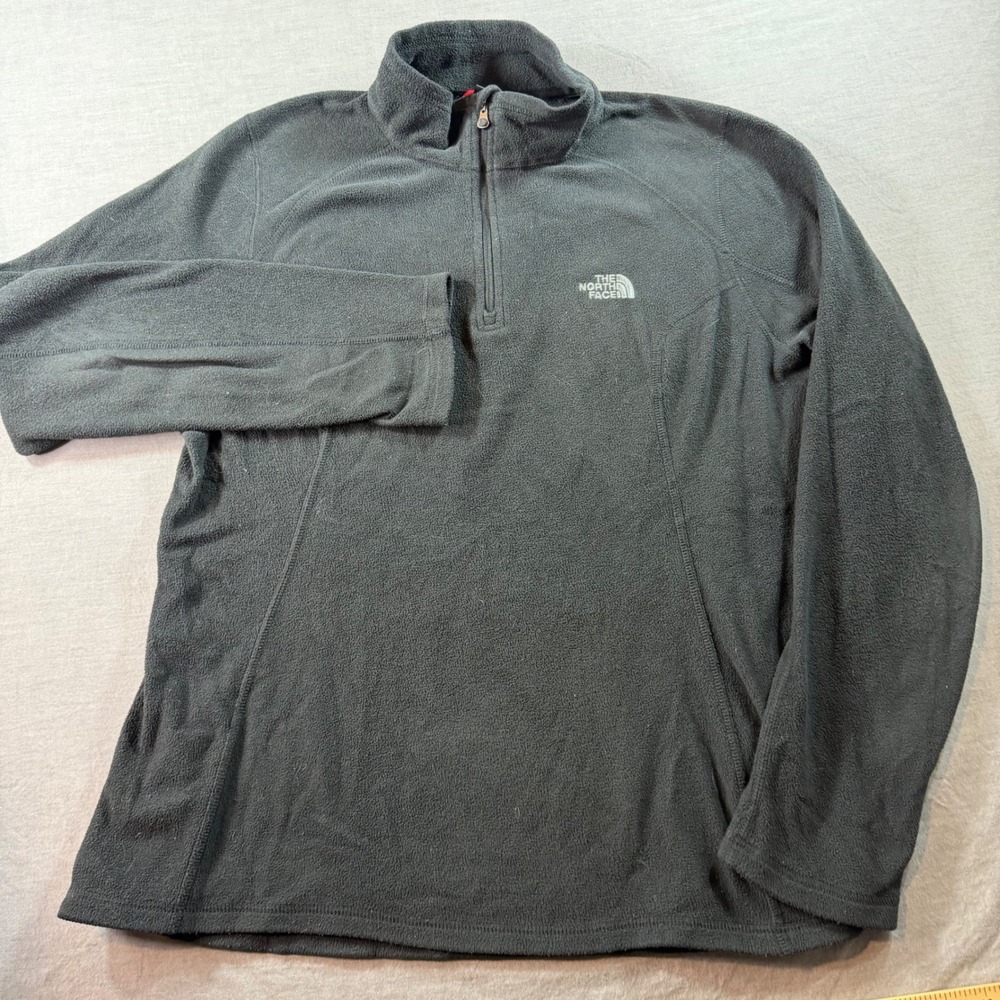The North Face Fleece Pullover Mens L Black Excellent 1/4 Zip TKA 100 Top - Picture 2 of 8